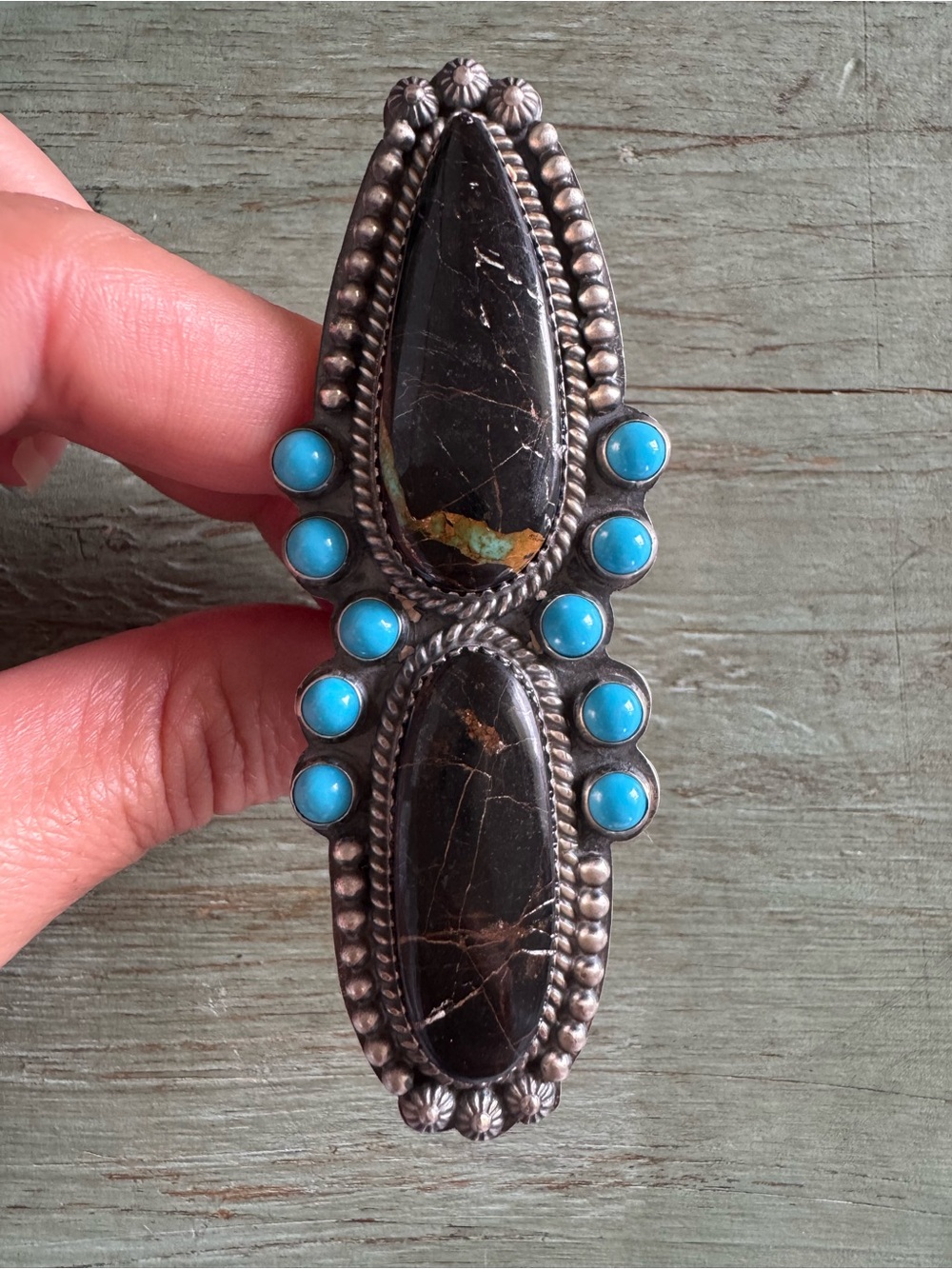 Native American Blackjack and Sleeping Beauty Statement ring